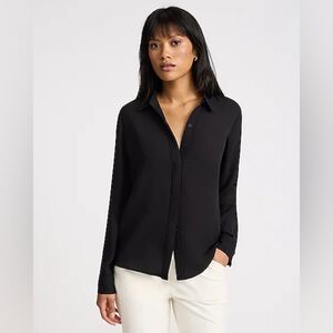 Express Georgette Portofino Sheer Black Button Down Button Up Shirt Medium
